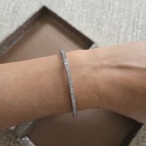 Pandora Radiant Hearts Bangle Bracelet Blue Enamel